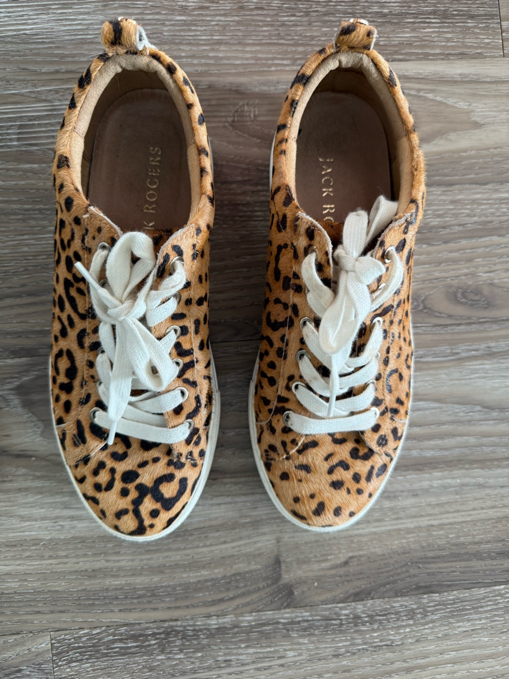 Jack Rogers Leopard Print Sneakers in Tan and Black